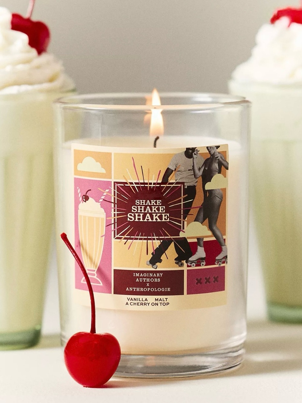 Anthropologie Vanilla Malt Imaginary Authors Shake Shake Shake Box Glass Candle